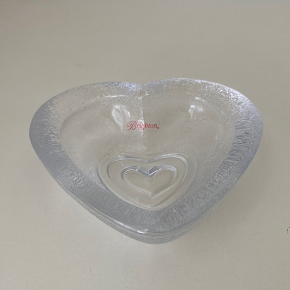 Brighton Heart Shaped Glass Dish Trinket Dish Jewelry Dish Love Valentine - Picture 4 of 7